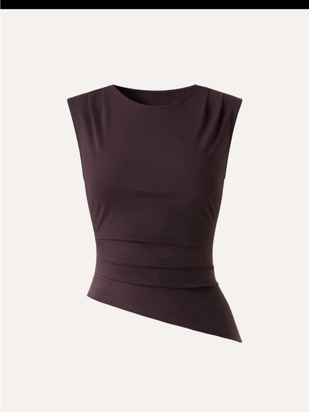 OGLmove Effortless Tucked Asymmetrical Sleeveless Ponte Top Dark Plum Size L